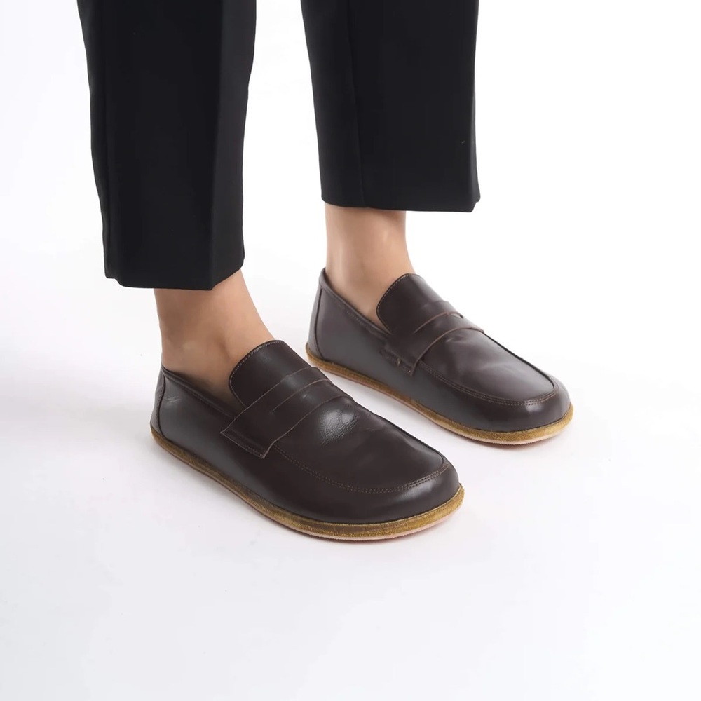 NWT | Sardis Leather Barefoot Women Penny Loafers - Brown - Picture 4 of 5